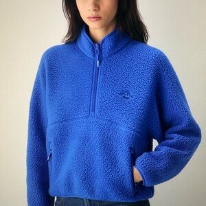 Aritzia Blue Fleece Half-Zip Sweatshirt